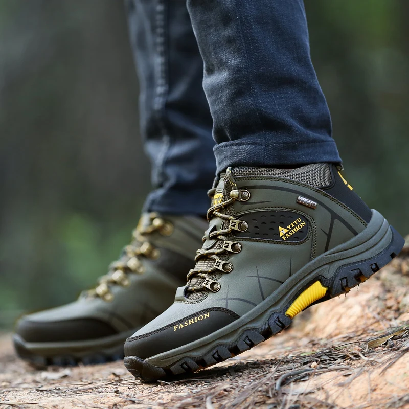 Genuine Leather Mountain Climbing Anti-slip Trekking Ankle Boot For Men Black S219-2189 19 PRISTINE