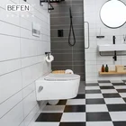 Home Lavatory Bathroom Ceramic Rimless Wall Hung Toilet With Bidet