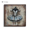 Metal wall art 3d ballet costume oil painting for clothing shop decoration