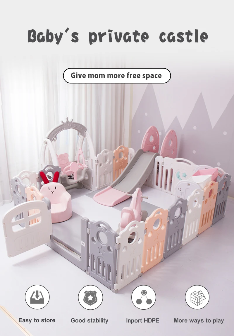 Feelkids High Quality Plastic Children's Playpen with Fence Portable Design for Bedroom & Living Room Use manufacture