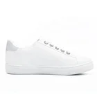Women Ladies PU Sneaker White Skateboard Shoes Rhinestone Lace Up Casual Footwear