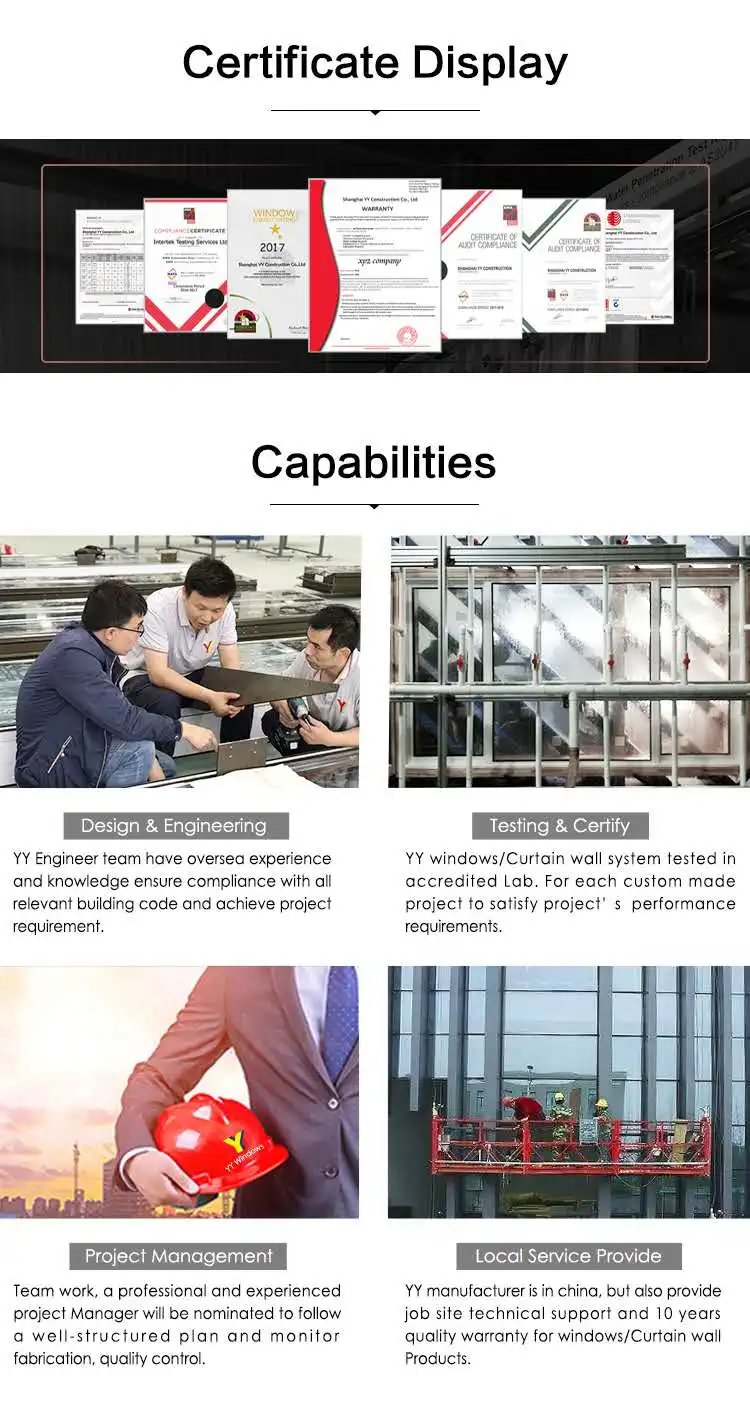 YY construction Aluminium Tilt and Turn Windows Two Open Way with Energy Efficient Glass