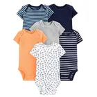 6pcs bulk wholesale newborn summer boy baby kids clothing and 100% cotton short sleeve baby bodysuit romper set