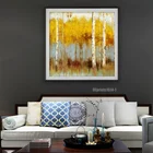 100%HandPainted Gold Foil Canvas Art Abstract Tree Acrylic Modern Oil Painting Furniture Decoration