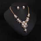 Luxury pearl diamond necklace earrings set temperament female fashion exaggerate jewelry sets