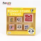 Fun & Joy 5-Pack Wooden Mini Rubber Stamp Set Child Student Gift Child Handmade DIY Stamp