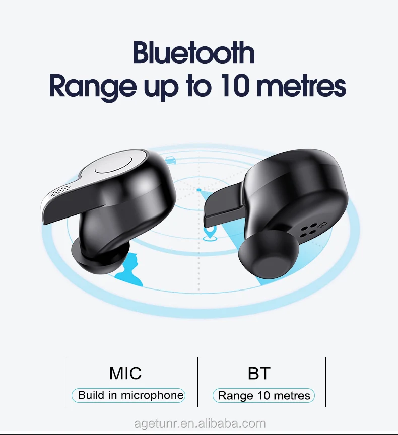 AGETUNR S11 Bluetooth V5.0 true wireless earbuds HD sound quality TWS earphones with mic charging box Headphones Running Silver - ANKUX.COM