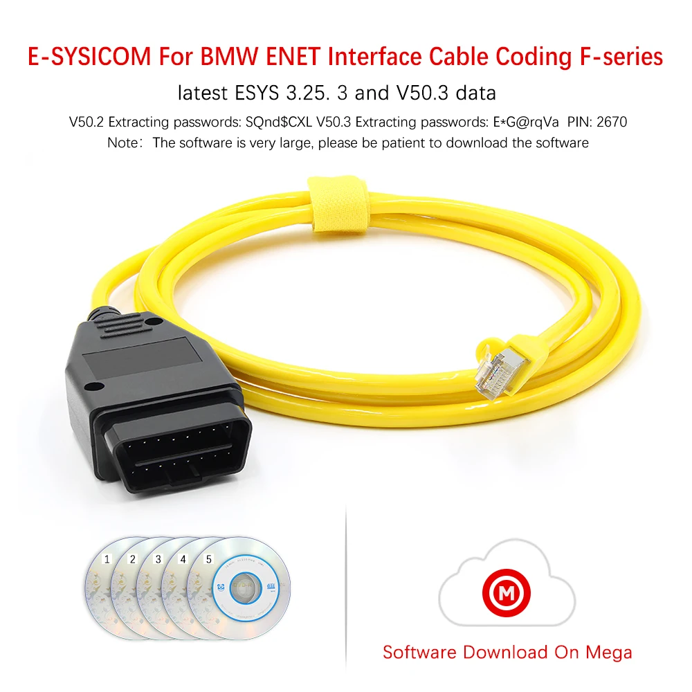 E Sys Yellow Cable Compatible For Bmw Hidden Enet Brush Hidden Upscale