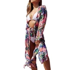 Boho Chiffon Print Kimono Cardigan Open Front Beachwear Bikini Cover Up