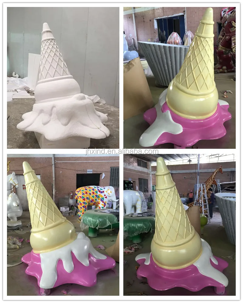 Factory Supply Shop Decorative Fiberglass Giant Ice Cream Statue Sculptures
