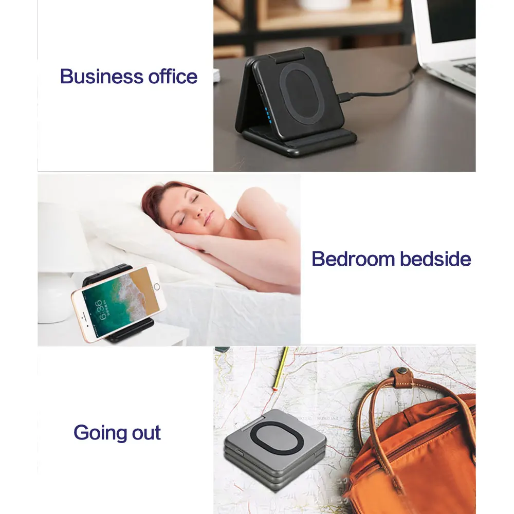 OEM Foldable Wireless charger for iPhone Samsung Xiaomi 5200mAH External battery Power Bank Universal Power Holder Dock - ANKUX.COM