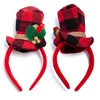 SJ382 happy new year Christmas ornaments gentle plaid polyester mini top hat santa headband