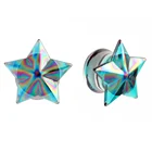 Star Shape Glass Ear Expanders Piercing Weights Flesh Tunnels Plugs Stretchers Ear Gauges Body Jewelry