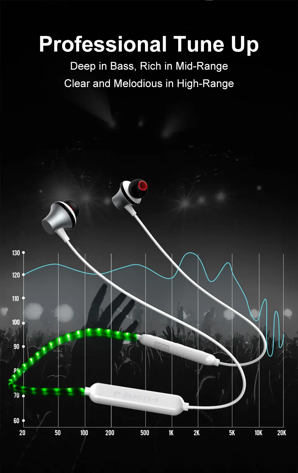 OEM earphone bluetooth with led night light colorful and beautiful bluetooth wireless cell phone headset for sport - ANKUX.COM