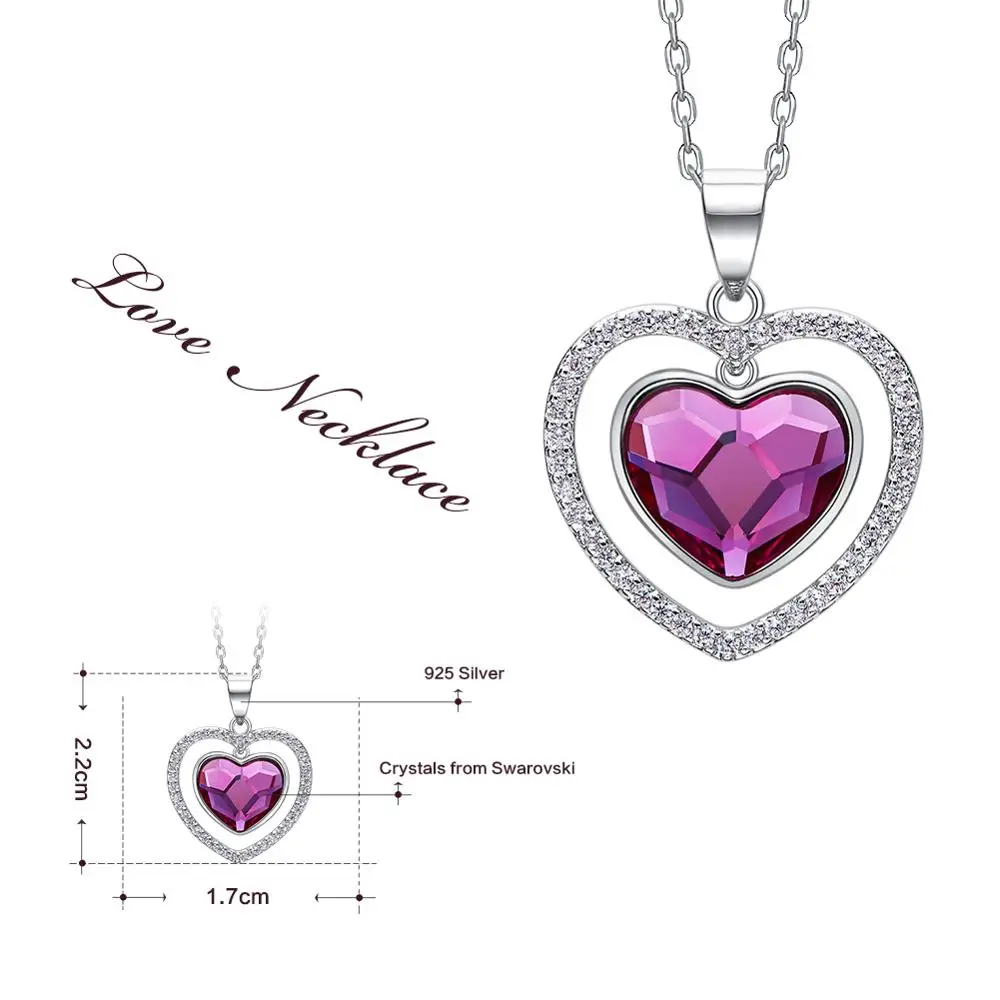 ouxi i love you romantic pink heart-shape necklace c11763