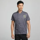 Promotion short sleeve gray restaurant hotel kitchen jacket chef coat uniform