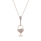 Custom 925 Sterling Silver Empty Cup Chain Red Wine Glass Necklace