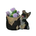 Plant Pots Resin Crafts Cute Dog Statue With Modern Plant Pots For Garden Decoration