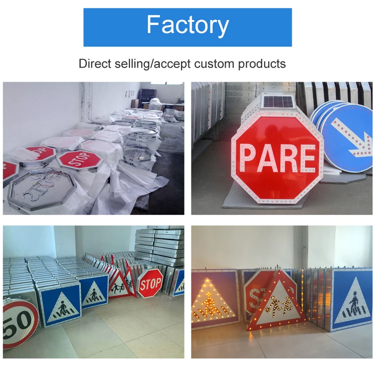 Road Safety  Spanish Alto Pare Signal Board Flashing Powered Solar Road Led Stop Sign