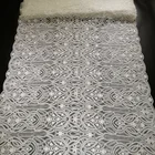 top fashion quality white embroidery beaded and sequins lace fabric for bridal dress