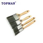 Topman 1 inch professional 100% high quality SRT filament laser engraved beech wood handle angle paint brush