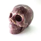 Wholesale Natural Hand Carved Gemstone Lepidolite Crystal Stone Skull Purple Crystal Craft For Gift Decoration