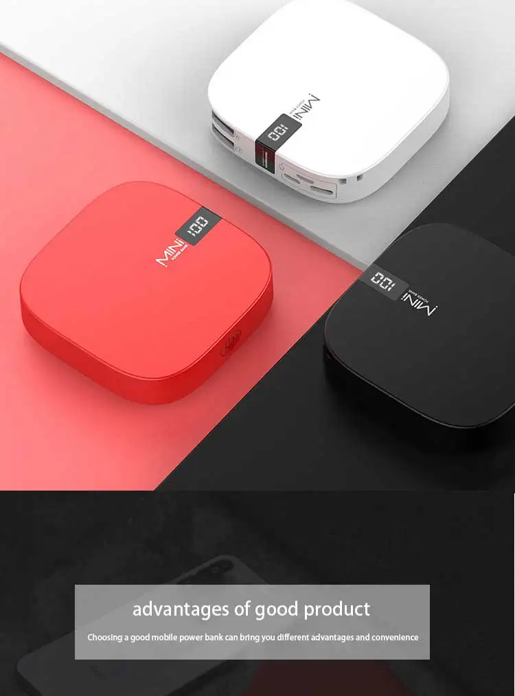 High Quality Led Mini Digital Portable 10000mAh 5V 2 Ports Power Bank Wallet Power Bank For Smartphone with Lighting input - ANKUX.COM