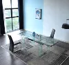 Extendable modern glass dining table set factory price