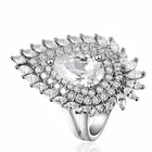Big Drop Shape Cut Simulated Diamond Zirconia Silver 925 Micro Pave Luxury Ring For Women
