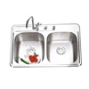 Hot sale American CUPC twin bowl 3322 rv topmount kitchen sink water tank with bottom grid
