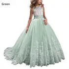 O-neck Princess Dress Girl Backless Embroidery Wedding Kids Princess Dress for Girl