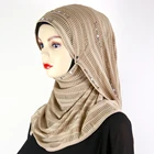 Newest Jersey Paillette Scarf Hijab With Rhinestones Beading Headband Hijab For Muslim Women