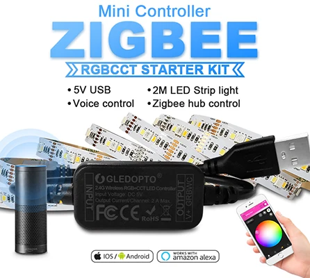 Color Auto Synced Back Light Mini ZigBee LED Controller 5V USB RGB CCT LED Strip Controllers ZigBee3.0 Smartthings Compliant - ANKUX.COM