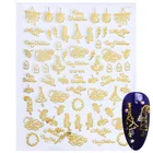 Nail Art Sticker Mixed Santa Tree Sock Deer Etc Ins Style Gold 3d Christmas Nail Art Decals Sticker