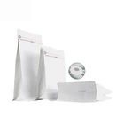 Cheap recyclable packaging pouch roasted coffee bean zip lock white kraft paper bags square bottom bag