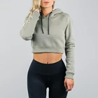 Wholesale streetwear sweatshirts women long sleeves crop top gym wear hoodie