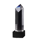 High quality pillar shape with silver star crystal glass trophy