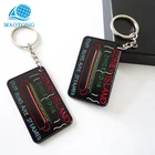 Wholesale custom metal rectangle black soft enamel bar club funny souvenir keychain with your logo