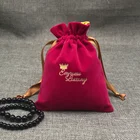 Jewellery Pouch Gift Bag Velvet Rose Red Glasses Custom drawstring packaging velvet pouch