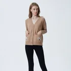 Cute Pig Pattern Pocket Cardigan Sweater New Design Fashion Long Sleeve Coat