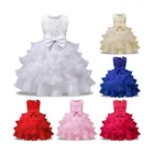 Formal 3d flower solid wedding party ball gown children clothes girl dresses