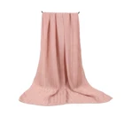 Plain muslim wrinkle hijab with bright striped light shawl summer scarf for women