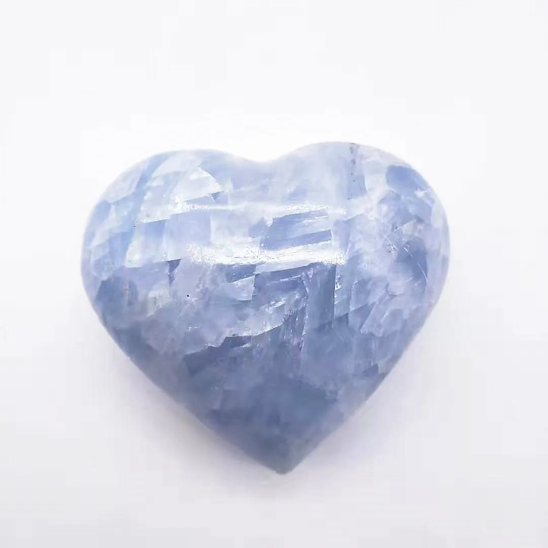 high-quality natural celestite heart-shaped crystal gems are