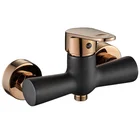 brass single handle bathroom mixer shower faucet bathtub wall mounted shower faucet surface matt black and rose gold