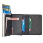 Wallet For Custom RFID Blocking Aluminum Wallet Credit PU Leather Card Holder For Men