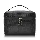 Professional Big Contents Vanity Hard Zipper Woven Makeup Cosmetic Case Bag With Handle