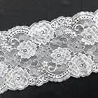Wholesale 14 cm wide white flower spandex nylon African elastic lace decoration for clothing accessories