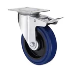 4 inch elastic rubber standard industrial trolley caster with brake