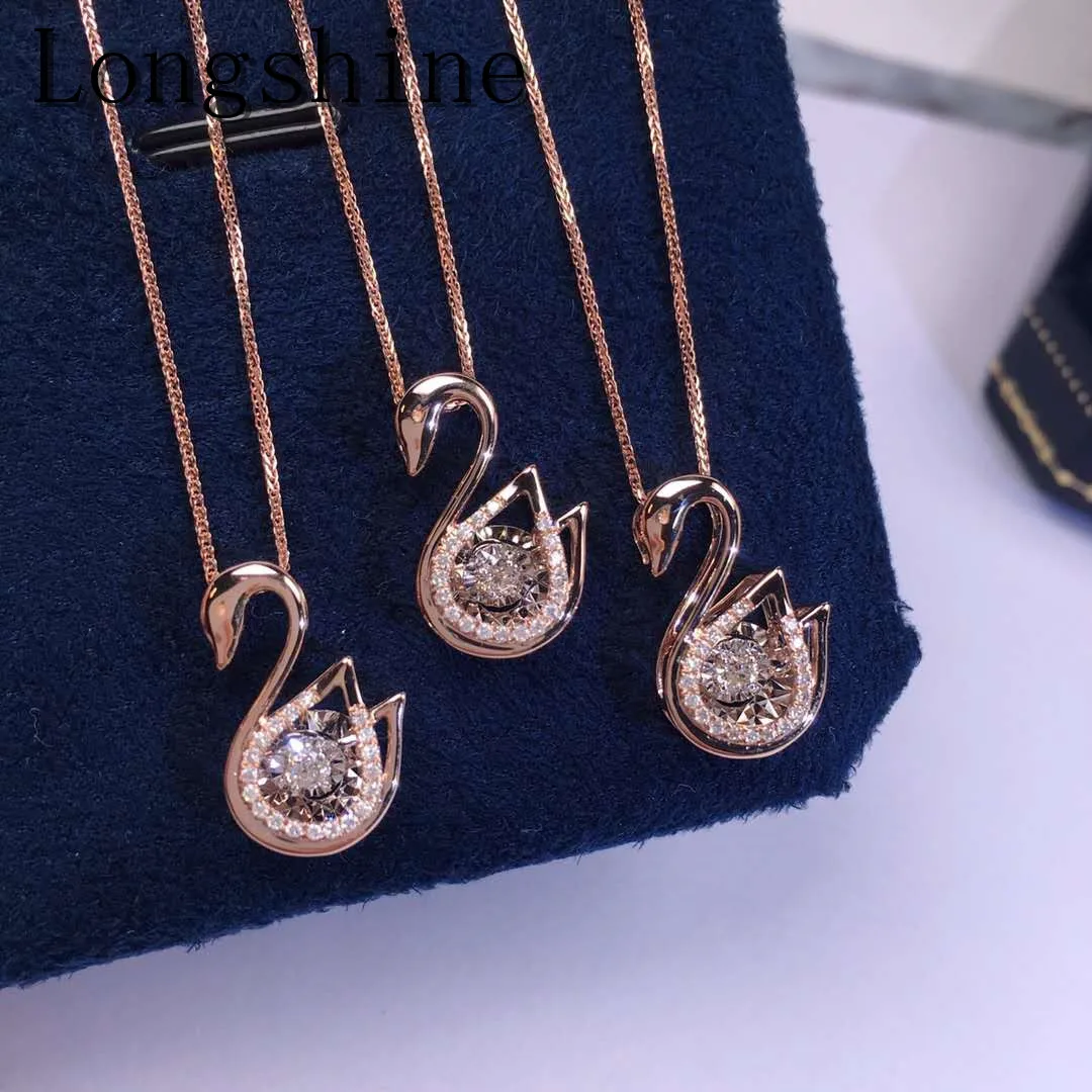 Hotsale Exquisite Design 18k Gold Jewelry Real Shining Diamond Charming Lovely And Swan Necklace For Women