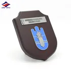 Longzhiyu 13years china professional manufacturer custom high quality blank wooden shield plaque customized metal plate